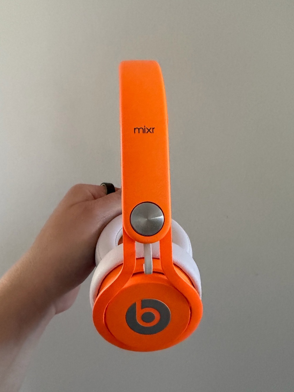 Beats by Dre Mixr Over-Ear Headphones in Bright Orange with White Cushions
